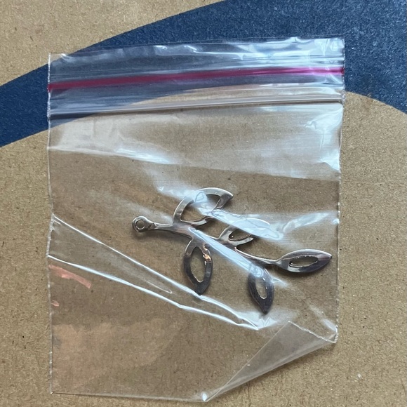 Rhodium Olive Branch Charm, Leaf Pendant, Tiny Leaf Charm, Leaf Charm - Picture 2 of 2